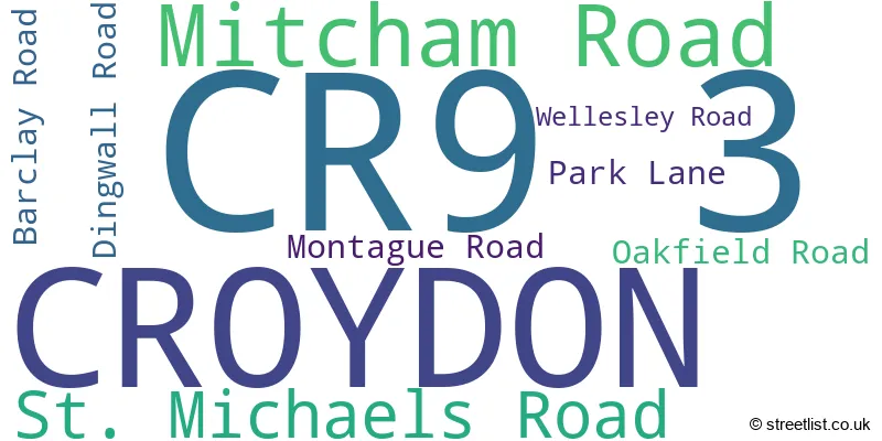 A word cloud for the CR9 3 postcode